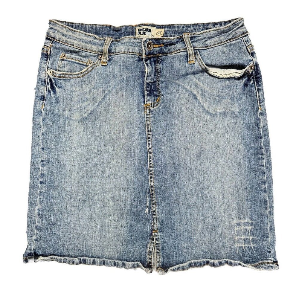 Vintage Anchor Blue Denim Skirt Womens 13 Light Wash